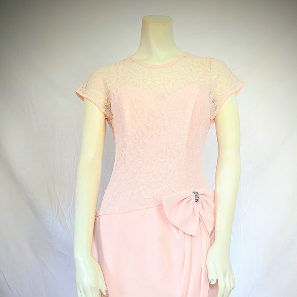80s Pink Lace Party Dress - Picture 1 of 7